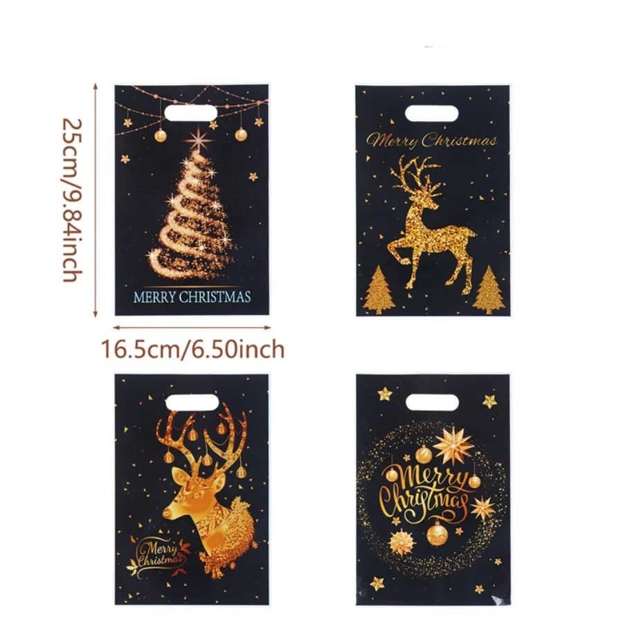 

Рождественские пакеты FENGRISE, пластик, черные и золотые