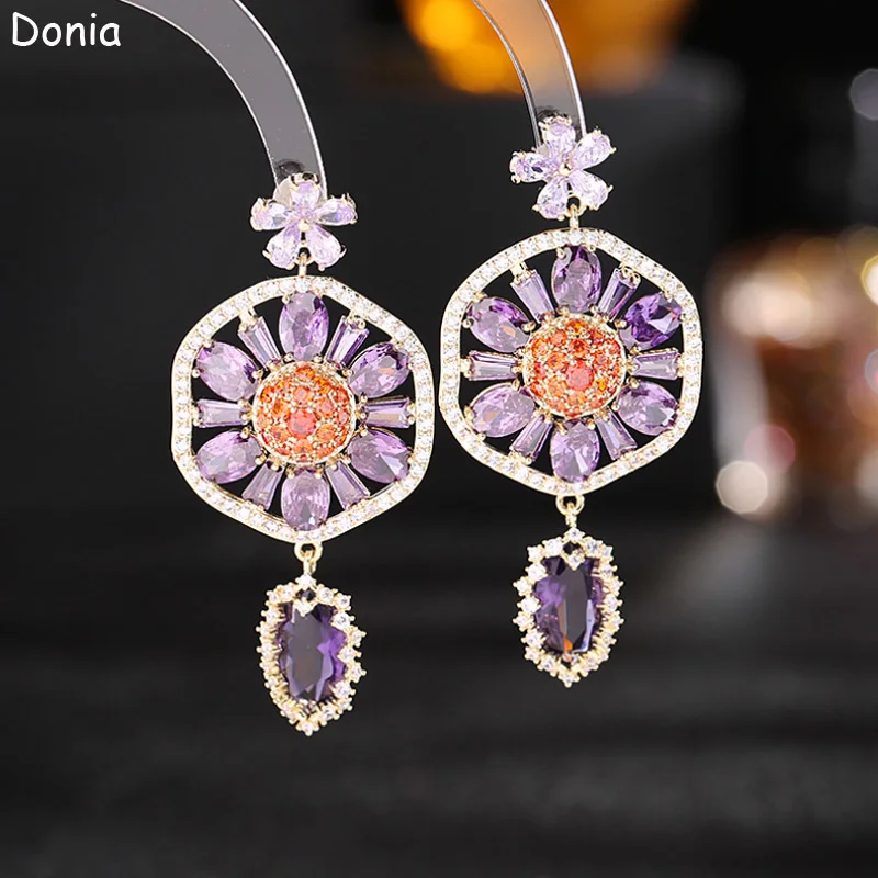 

Donia Jewelry Fashion Joker Cute Titanium Micro-Inlaid AAA Zircon Drop Flower Earrings Luxury Accessories.