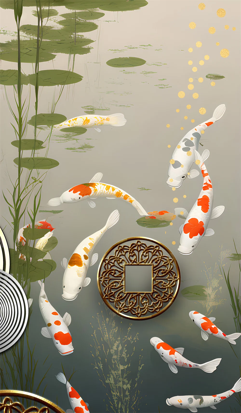 

Современная печать на холсте "Золотой кои"