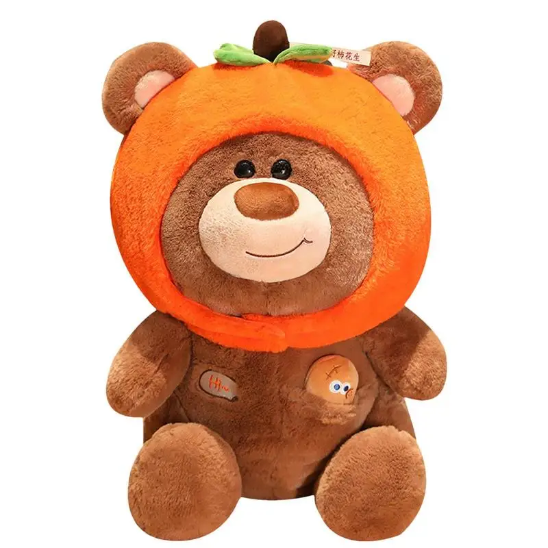

Cute Bear Design Plush Doll With Persimmon Hat Soft And Comfortable Plush Stuffed Animal Bear Birthday Gift Toys For Kids Adults