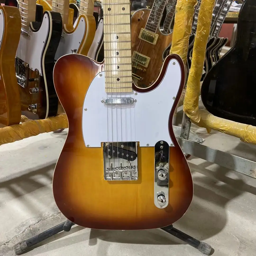 

Tele Electric Guitar Vintage Sunburst Color Solid Body Maple Fingerboard High Quality Guitarra Free Shipping