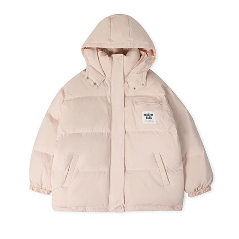 Winter Cotton Coat Fashion Korea Padding Bread Cotton Coat 2022 New Hooded Loose Warm Pink Coat Medium Long Cotton Jacket Women