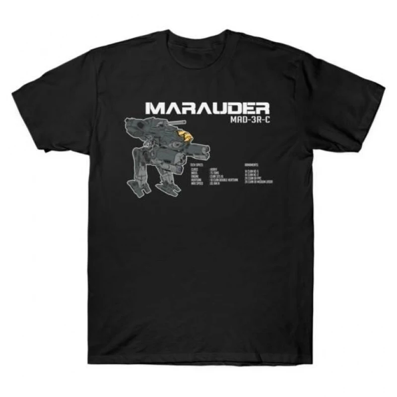 Фото Футболка Marauder MAD-3R v1 Mechwarrior MWO Mech Combat RPG в подарок для геймеров, одежда с графическим принтом Battletech, одежда с короткими рукавами, топы всех размеров №1