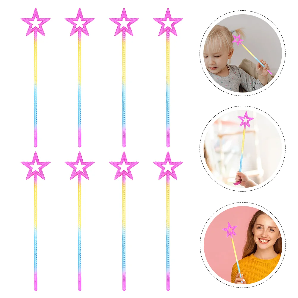 

8 Pcs Kid Childrens Tylonal Girls Star Sticks Makeup Toy Performance Props Handheld Fairy Wands