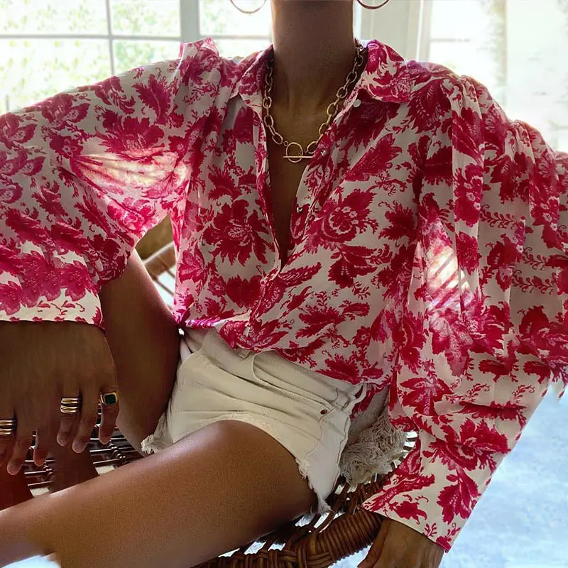 Женская шифоновая рубашка с леопардовым принтом блузка длинным