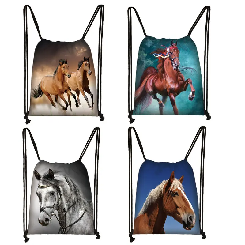 Cool Horse Colt Meadow Painting Drawstring Bag Woman Man backpack Fashion Beach Travel Sack Bags Casual Softback mini Backpack