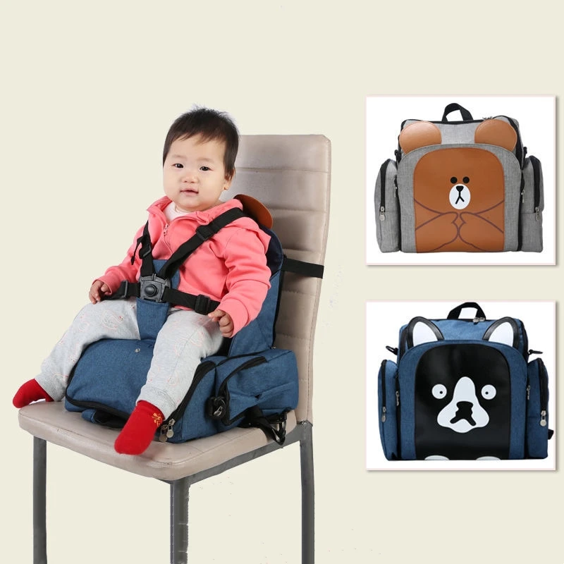 High Chair Booster Seat Large Capacity Diaper Backpack Polyester Portable Adjustable Travel Bag Lightweight Baby Outside Items