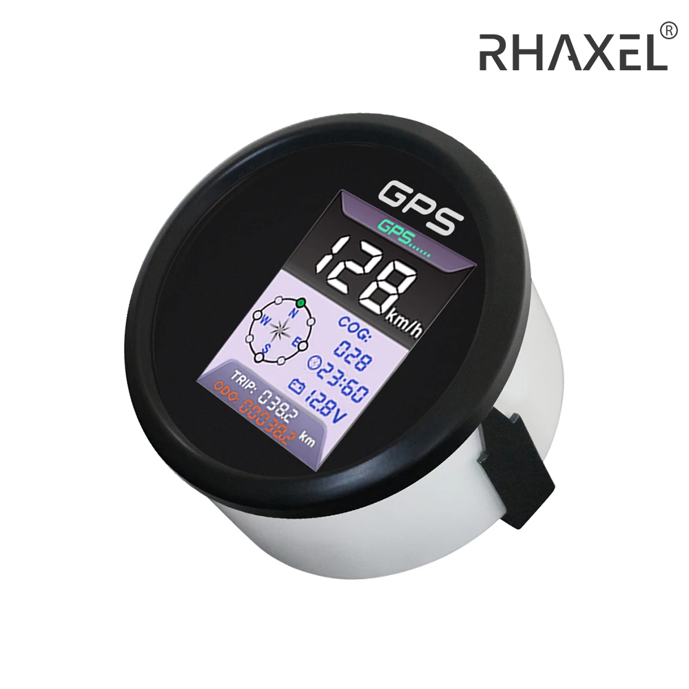 

RHAXEL 85mm (3 3/8'') Boat Speedometer GPS 0-999km/h MPH Knots Odometer Digital for Vessel RV with Voltmeter Clock Gauge 12V 24V