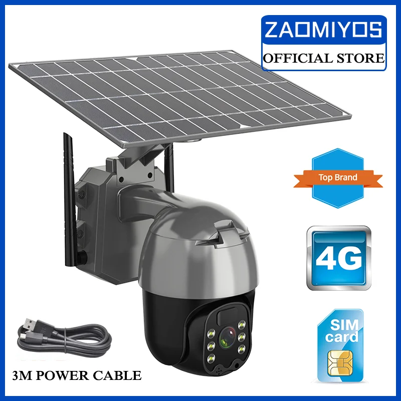 360 mini 4G/WIFI Intelligent 6W Solar Energy Alert PTZ Camera 3MP Surveillance APP control With SIM Card Slot smart home Monitor - купить по