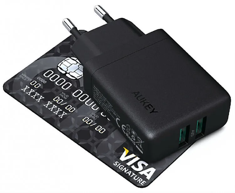 Сетевое зарядное устройство Aukey Dual-Port USB Wall Charger with GaN Power Tech цвет Черный (PA-U50) |