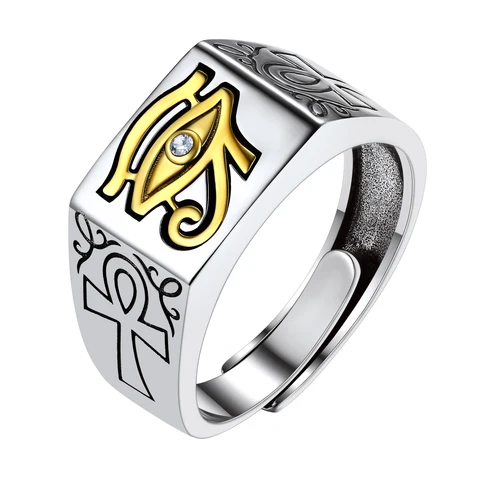 Египетское винтажное мужское кольцо «глаз Хора», модное кольцо из стерлингового серебра 925 пробы в стиле панк, Байкерский амулет, ювелирные изделия в подарок