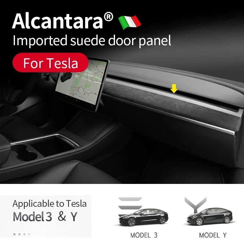 

Alcantara For Tesla Model 3 Y 2017-2023 Car Center Console Decoration Sticker Co-pilot Dashboard Inner Panel Cover Accessories