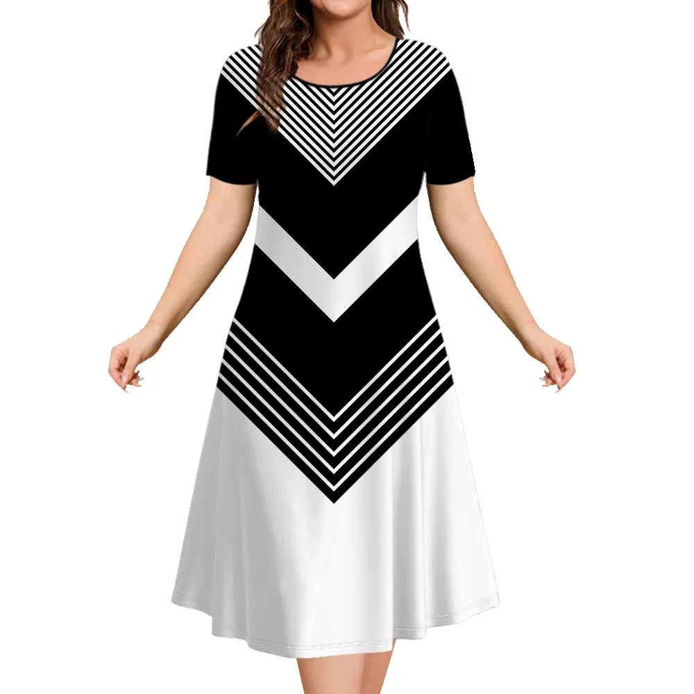 Летние платья 2024 женские лоскутные принты женская одежда с короткими рукавами