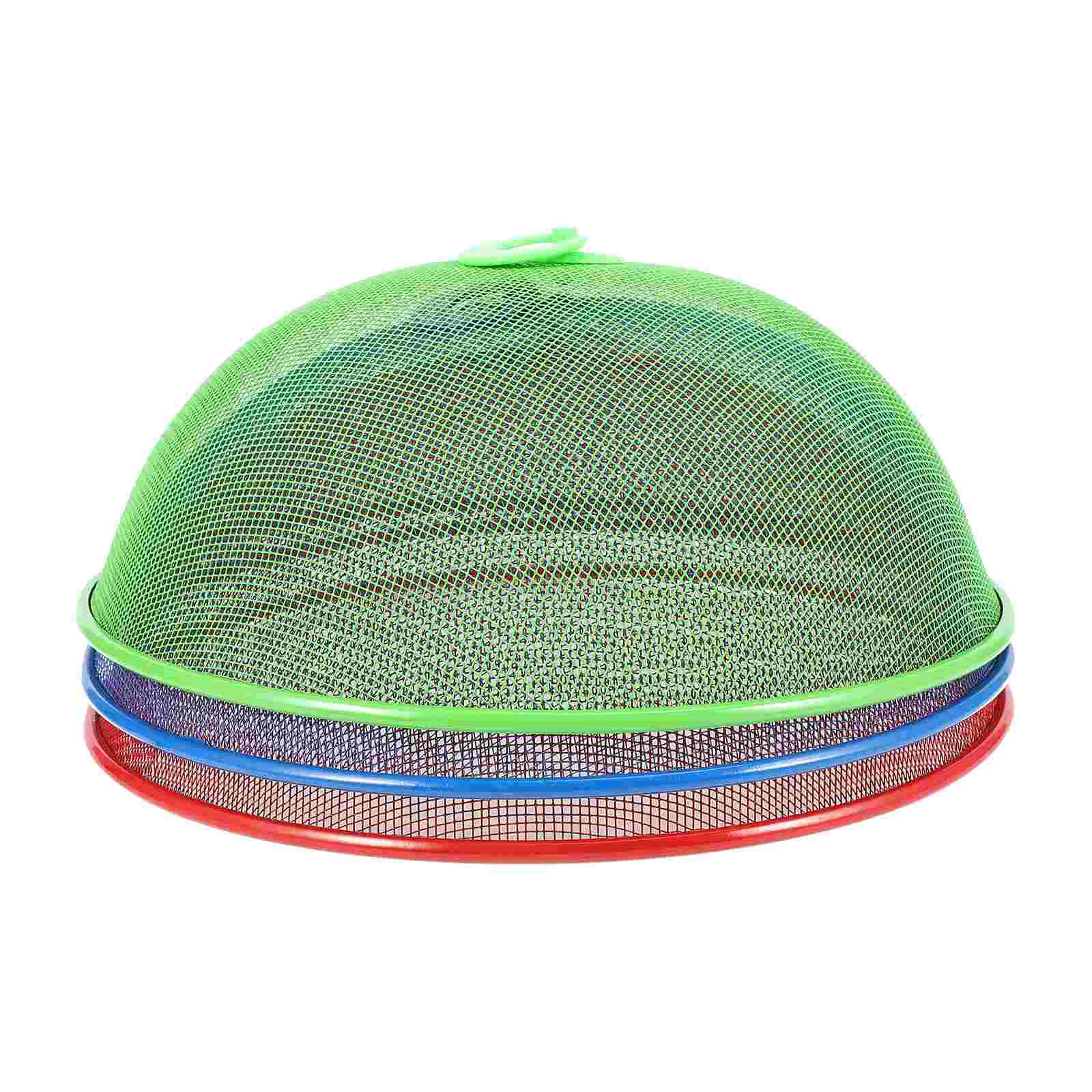 

3 Pcs Stainless Steel Food Cover Collapsible Umbrella Fly Screen Wrought Iron Wind-proof Dust Covers