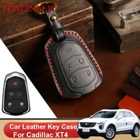 genuine leather car key case for cadillac xt4 xt5 xt6 c1tl 2020 shell remote cover car dedicated styling keychain accessories