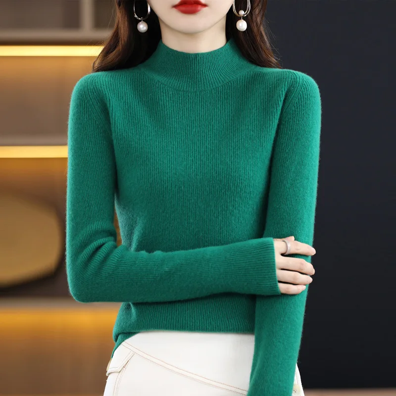 Mock Neck Sweater Bottoming Shirt Women's Long-Sleeved Inner Wear 2023 Fashionable New Slim Fit Skinny Knitwear Women's Clothing