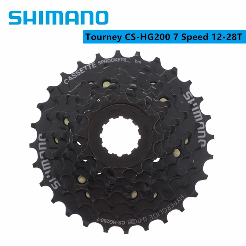 

SHIMANO Cassette Tourney HG200 7 Speed 12-28T/12-32T CS-HG200-7 for MTB Mountain Bike Bicycle Rust-resistant Surface Treatmen