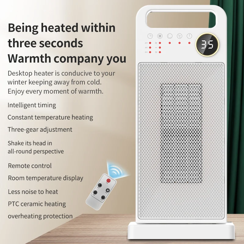 Electric Portable Heater 2000W PTC Heater Remote Warmer Machine Winter Vertical Household Heating Stove Radiator for Winter Home