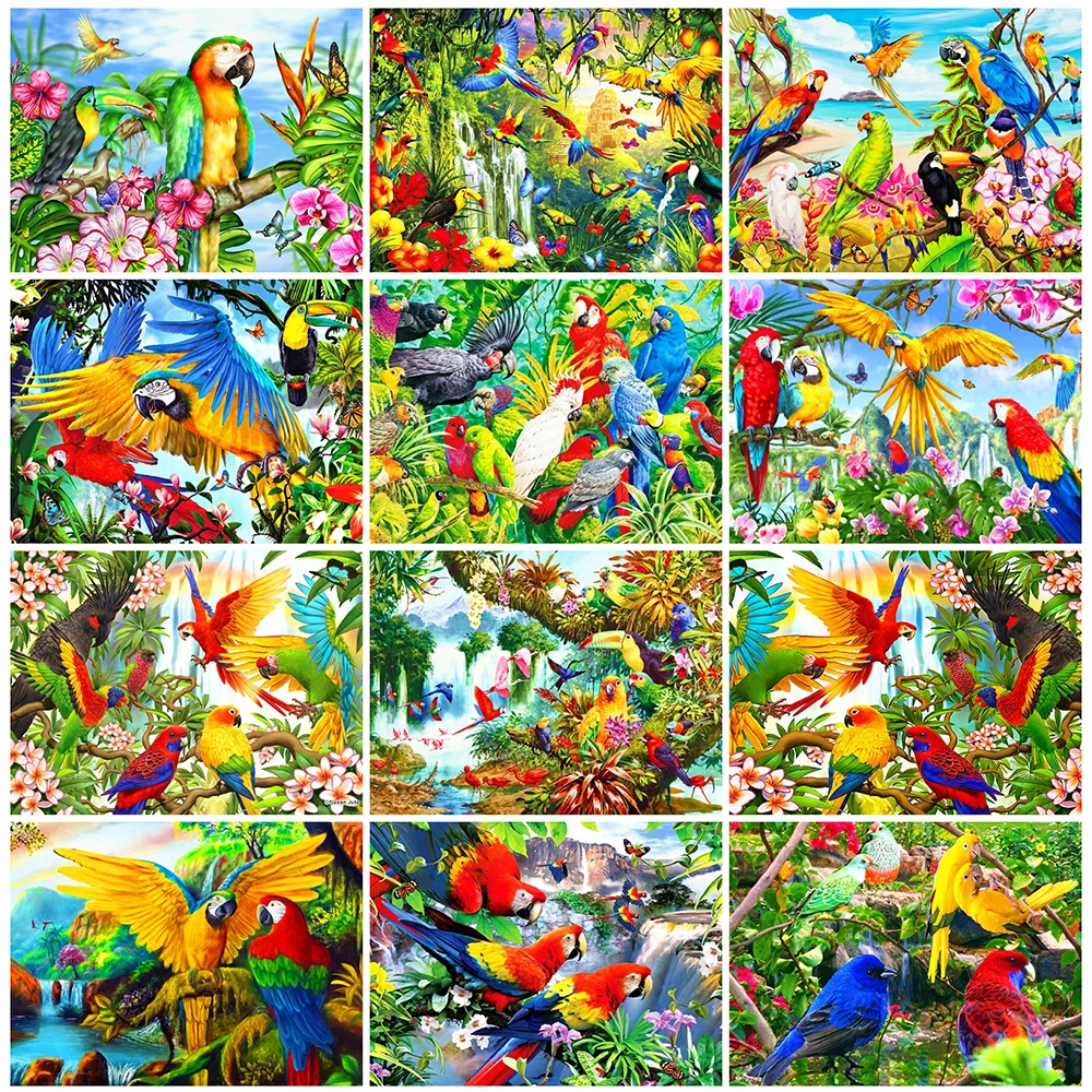 

EverShine полная площадь алмазная мозаика цветы рукоделие алмазная мозаика попугай вышивка крестиком живопись животные декор для дома