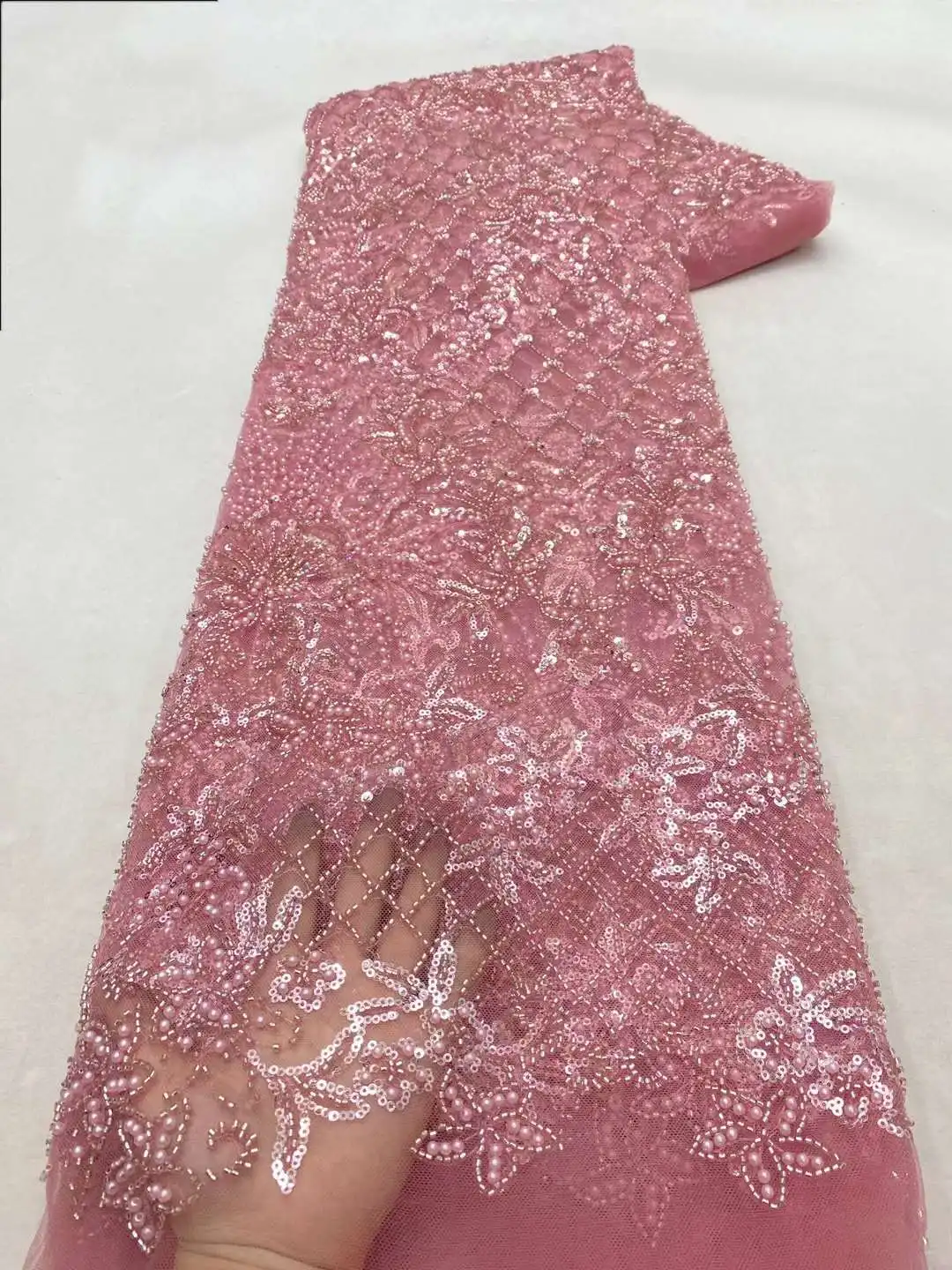 Африканские тяжелые бусины 2024 высокое качество 5 ярдов нигерийские блестки