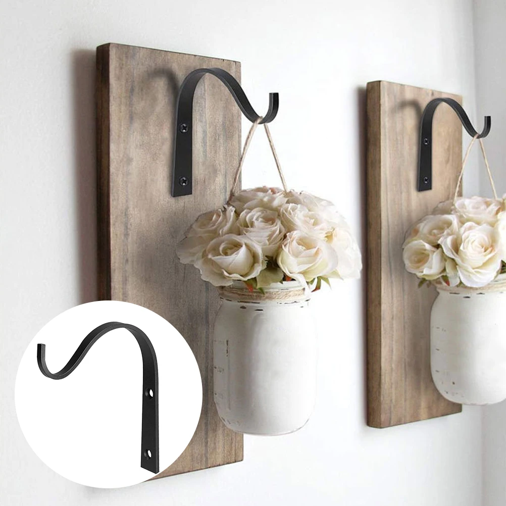 

4pcs Metal Hooks Planter Hanging Hook Iron Lantern Hanger Wall Mounted Upturned Hooks Retro Hanger Cloth Holder for Home Garden
