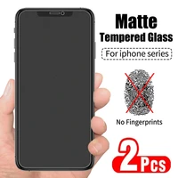 1 2pcs no fingerprint screen protectors for iphone 11 12 13 pro max mini matte tempered glass for iphone 7 8 6 plus xr x xs max