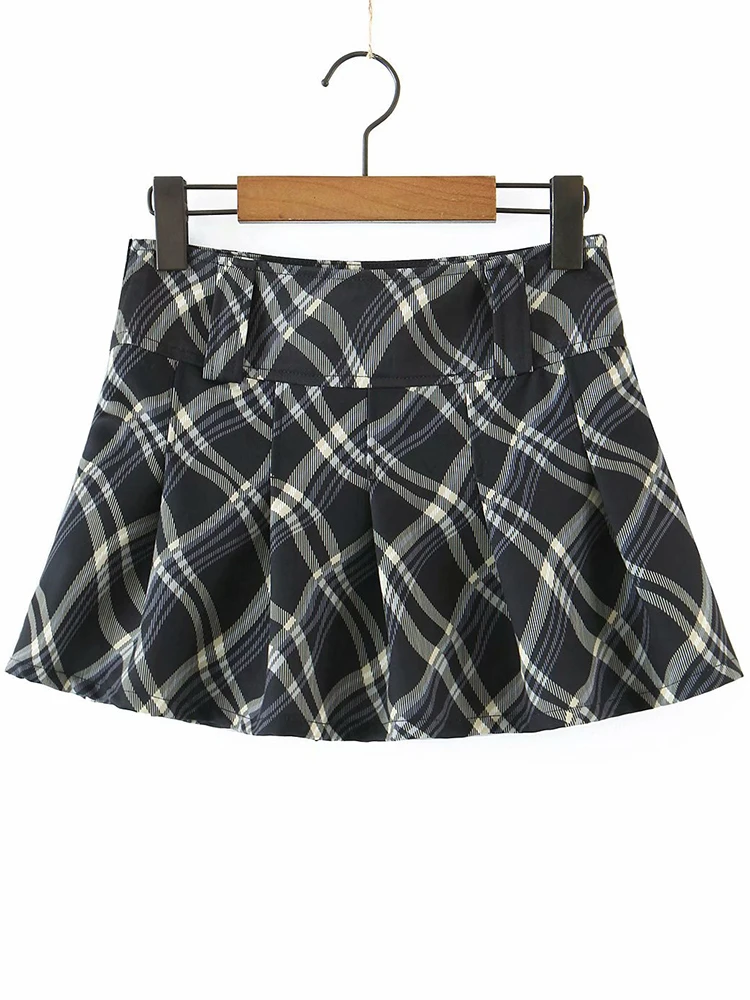 Женская плиссированная юбка в клетку с высокой талией | одежда