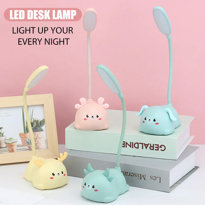 

Cartoon Cute Pet Animal Fawn Calf Puppy Usb Recharge Battery Led Table Night Light Child Eye Protection Warm White Desk Lamp