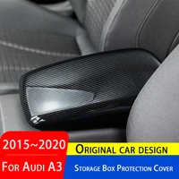 20152020 carbon fiber color center console armrest storage box protection cover trim for audi a3 styling interior modification