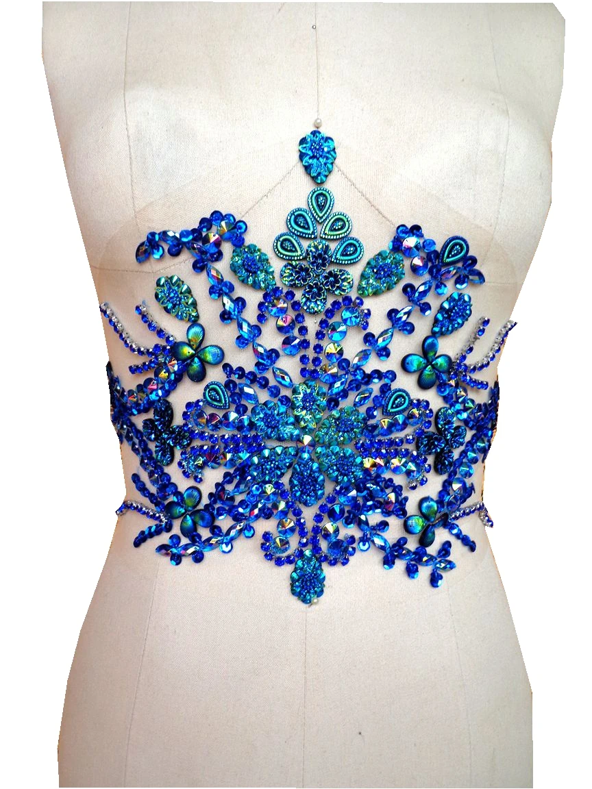 

Zbroh 35*22 см ручной работы темно-синий пришивной ремень Стразы для верхнего платья юбки