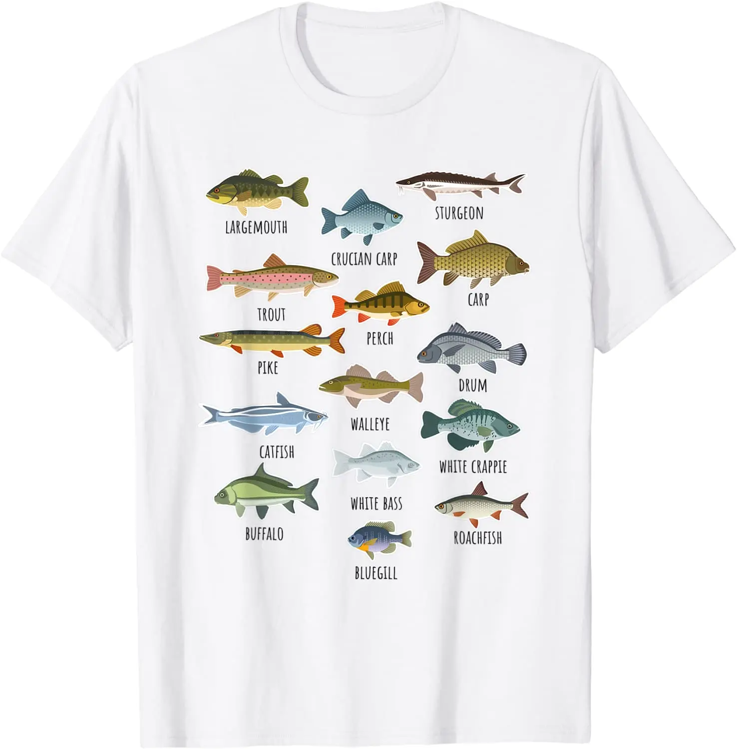 

Types Of Freshwater Fish Fishing Men T-Shirt Casual O-Neck Men Tshirt Hip Hop Cotton Tees Streetwear Oversize
