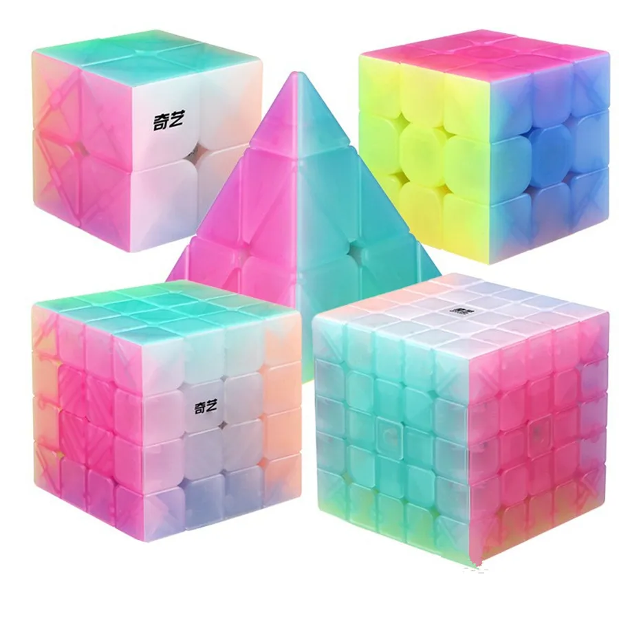 

Кубик-пирамида Qiyi Jelly Color Cube 2x2 3x3 4x4 5x5, профессиональный волшебный пазл-игрушка для детей, Подарочная игрушка