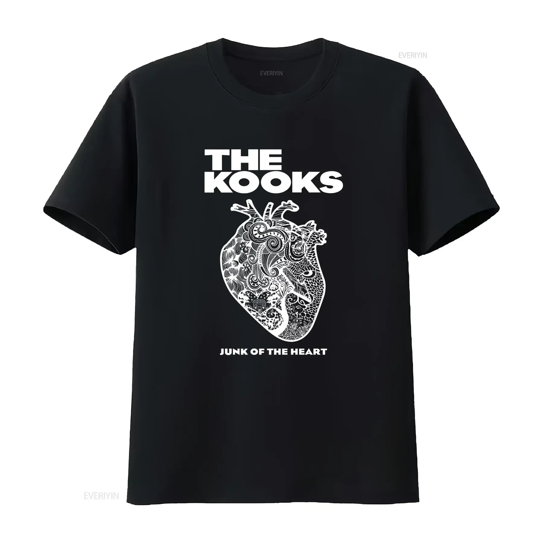 Фото НОВИНКА: Футболка The Kooks Band, хлопок, черная, все размеры, AR846, винтажная, с эффектом потертости, модная, эластичная, повседневная, дизайнерская одежда для мужчин, винтаж. №1