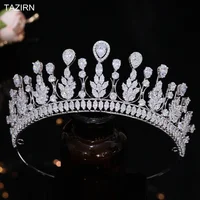 TAZIRN 3A Cubic Zirconia Tiaras and Crowns for Women CZ Princess Bridal Handcrafted Headpiece Halloween Party Hair Accessories