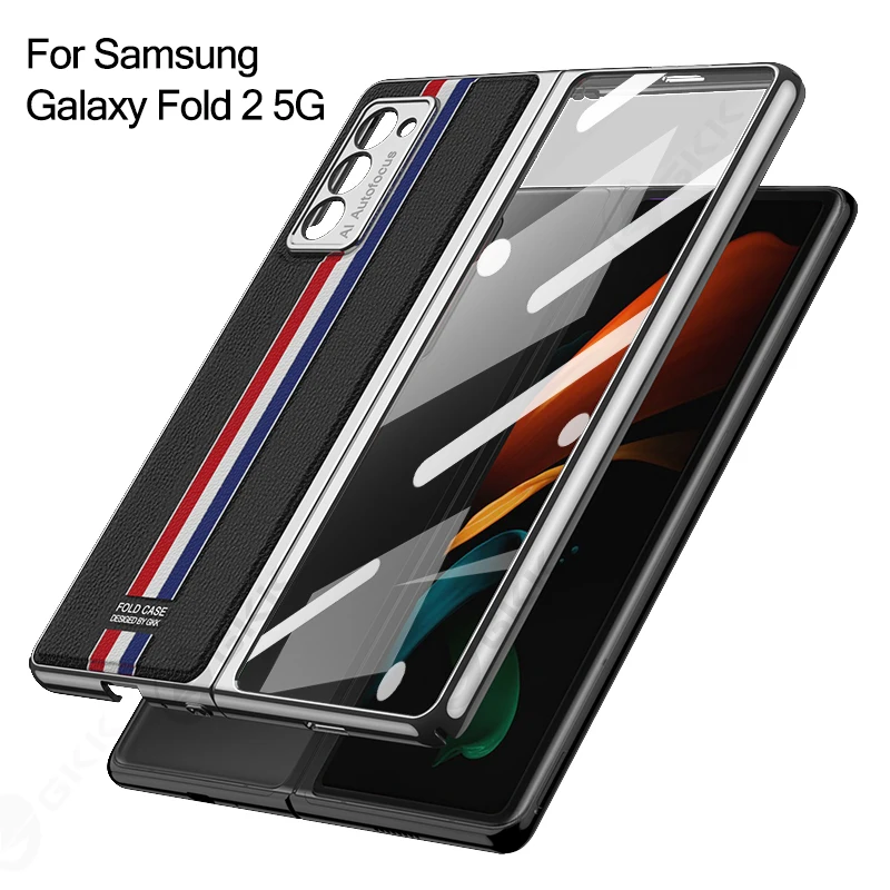 

Кожаный чехол GKK с покрытием для Samsung Galaxy Z Fold 2, чехол из закаленного стекла с полной защитой, Жесткий Чехол для Samsung Z Fold 2 Coque