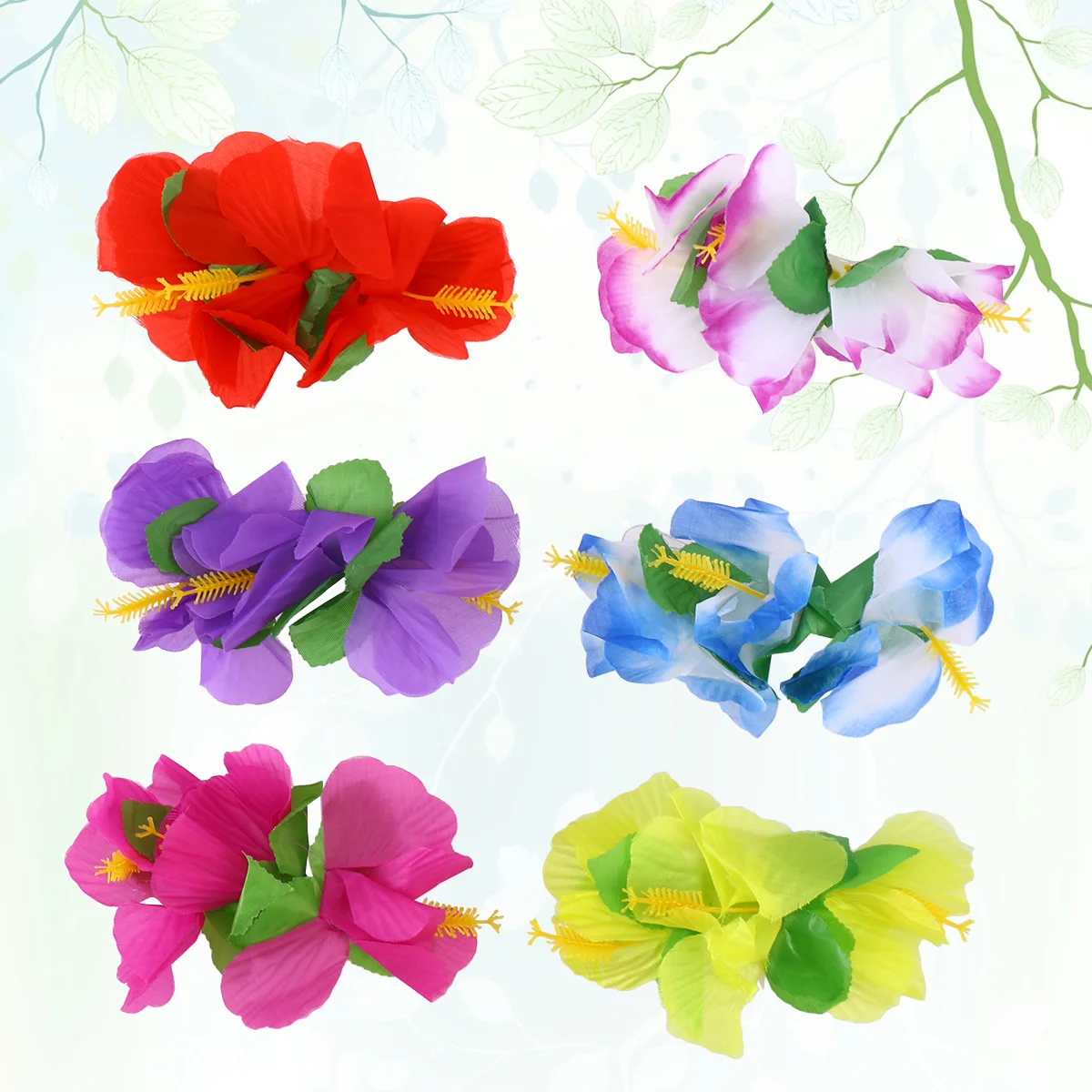 

12pcs Hawaiian Flowers Hair Clips Bridal Barrette Tropical Beach Wedding Hibiscus Flower Party Hairclip Hairpin