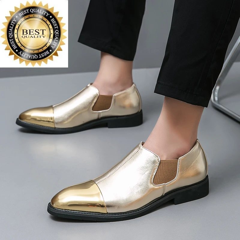 

Mens shoes slip on Leather fashion Loafers men Moccasins Men gold Party Wedding Flats Fashion Men's Casual Shoes moccasins