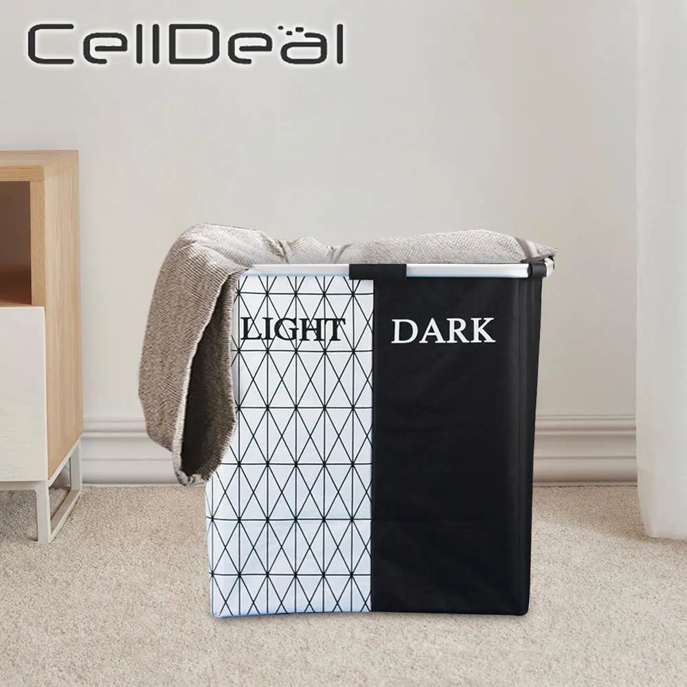 

Складная корзина для белья с 2 ячейками, большая емкость, корзина для грязной одежды, гостиная, ванная комната, детский уголок для хранения
