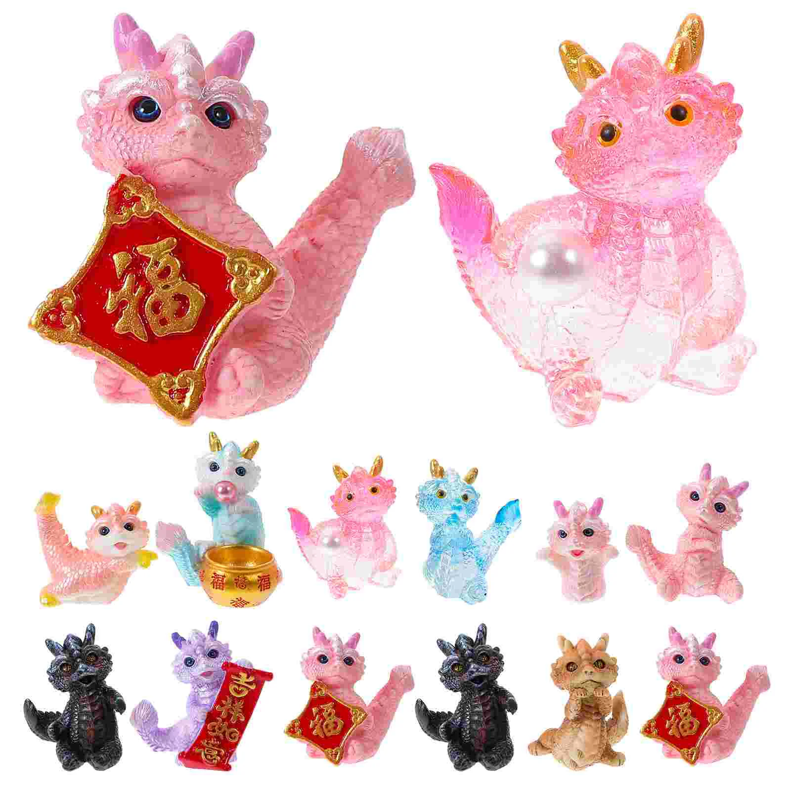 

Year of Dragon Cartoon Zodiac Dragon Figurine Resin DIY Mini Dragon Decoration