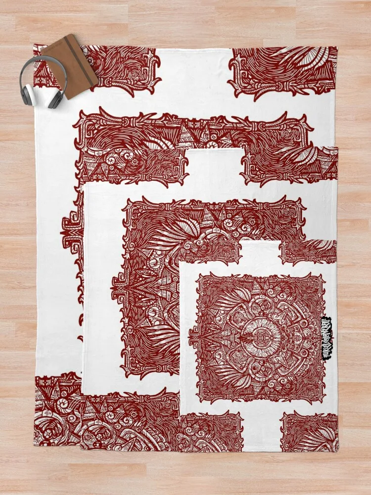 Солнце Тонатиух ацтекский календарь красное одеяло пляжное рождественское