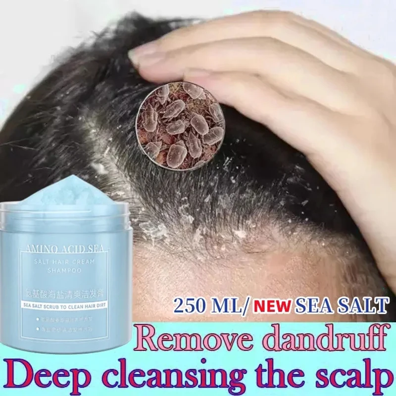 250ML Sea Salt Shampoo Dandruff Psoriasis Shampoo for Dandruff and Scalp Treatment Fast Growth Removal Mites Anti-dandruff Scalp