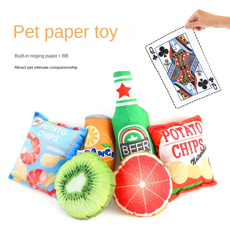 

Pet Bark Soda Plush Squeaky Drink Parody Toy for Dogs Soft Can Shape Interactive Fetch Dog Toys Fun Foods Lazy Doggies Animal