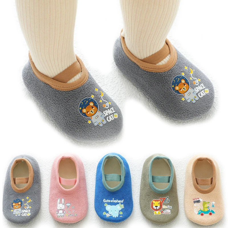 

Children Anti-slip Shoes Newborn Baby Toddler Girls Cotton Non-slip Floor Socks Infant Boys Rubber Sole Cartoon Indoor Sneakers
