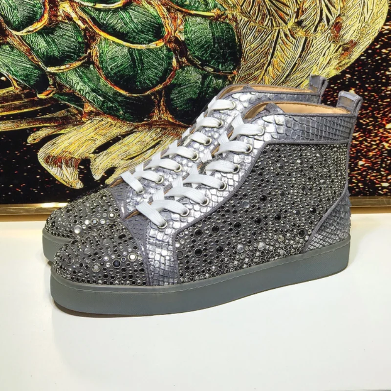 

Low-top Haze Blue African Python Peo Diamond Star Men and Women with High-top Shoes Shoes Men Leather Original