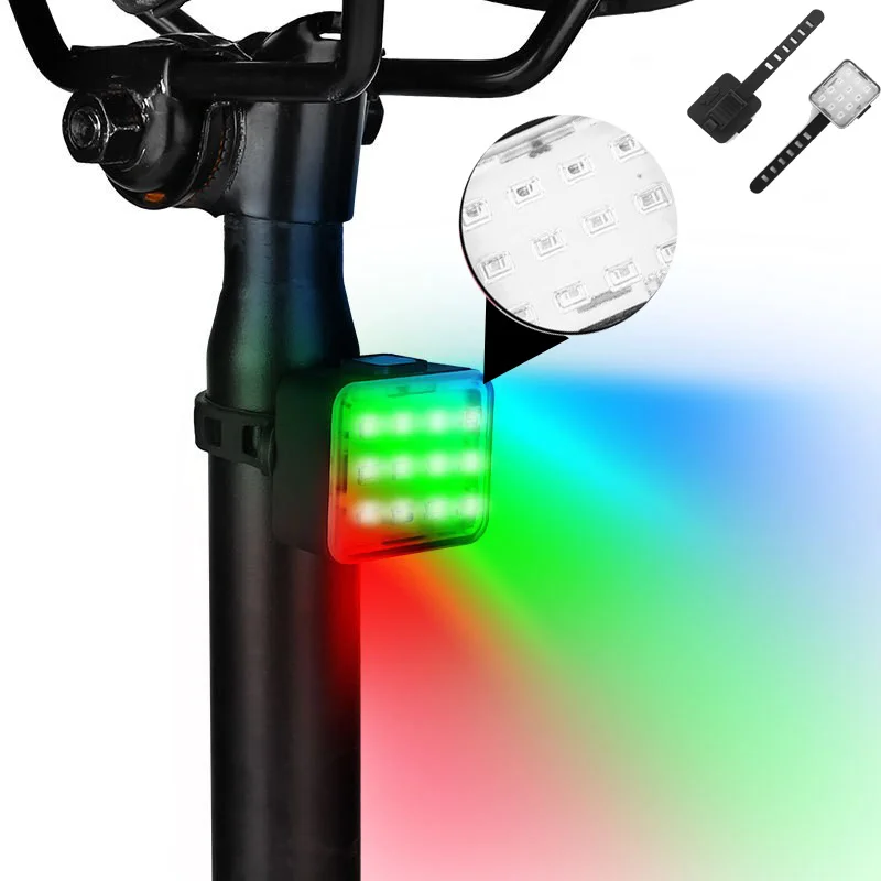 

Bicycle Tail Light 7 Modes Colorful USB Charging Safety Light Warning Light Mountain Bike Night Riding Light Bicycle Accessories