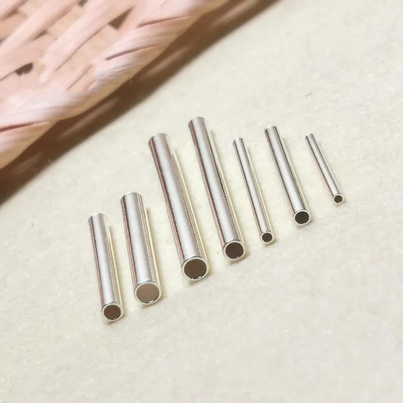 Solid 925 Sterling Silver Straight Tube Connector Spacer Beads for Jewelry Necklace Bracelet Making Pendants Accessories Finding