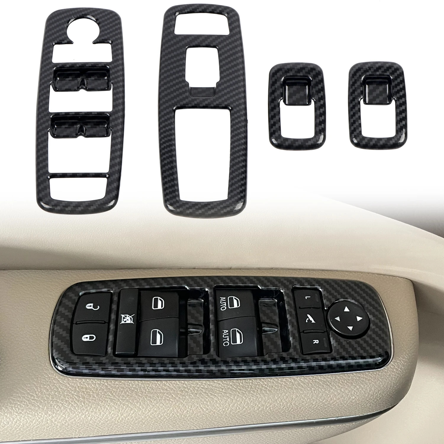 

Автомобильные товары, подходят для Chrysler Pacifica 2017-2022, аксессуары для двери, подлокотника, стеклоподъемника, крышки переключателя, отделка, 4 шт...