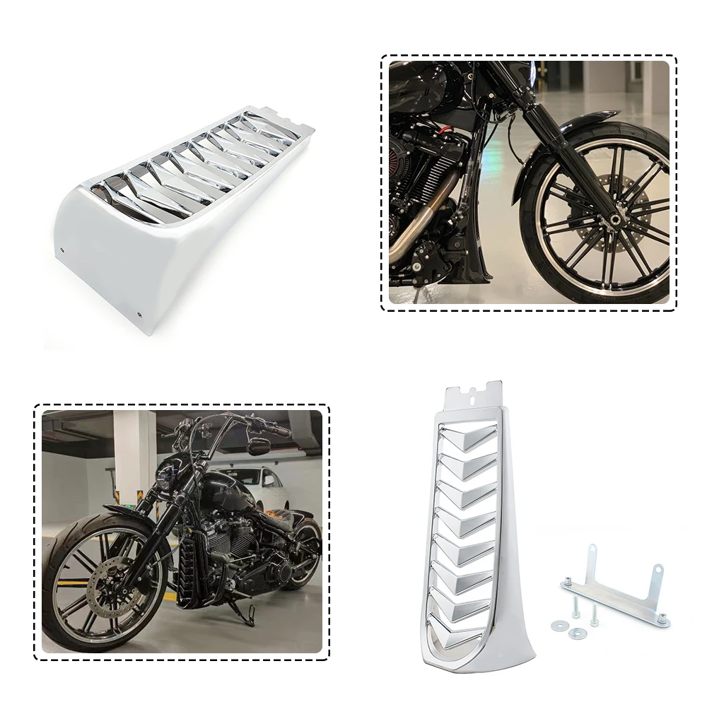 

Motorcycle Chrome Front Chin Spoiler Radiator Fairing For Harley Softail Street Bob Breakout FXBR FXBRS 2018 - 2021 ABS Plastic