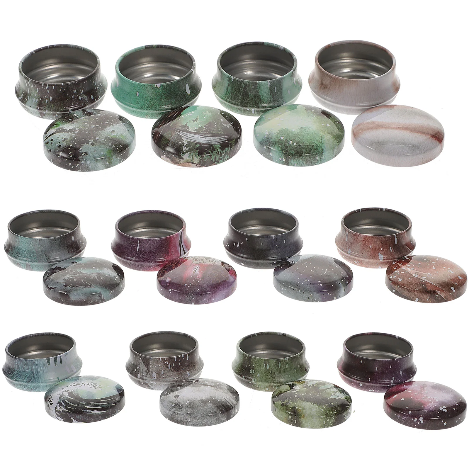 

12 Pcs Jar Tea Lights Candles Tin Gift Jewelry Container Storage Box Tinplate Travel
