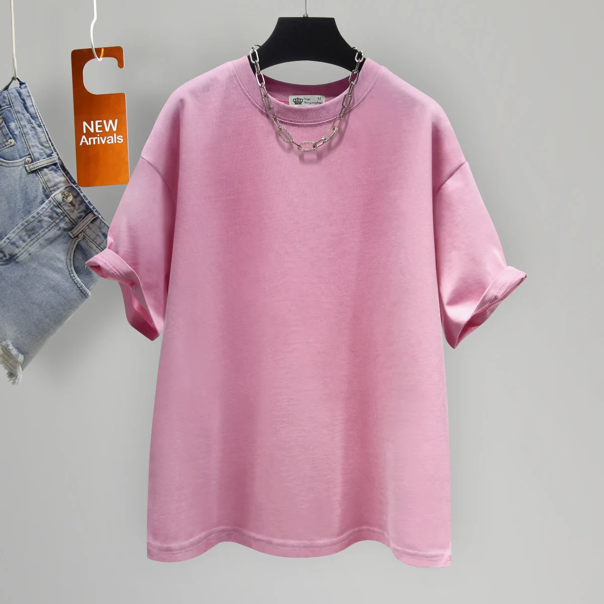 Женская базовая футболка из чистого хлопка с круглым вырезом и заниженными